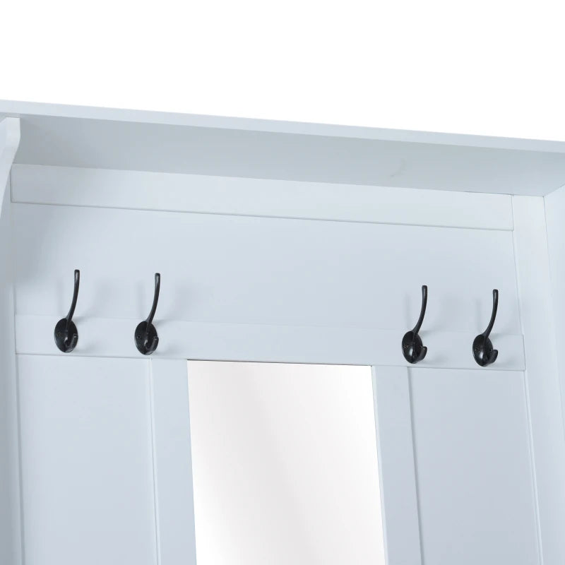 Appendiabiti Attaccapanni da Terra con Specchio Scarpiera 4 Ganci Legno 80x40x170cm Bianco HU7831-226HU7