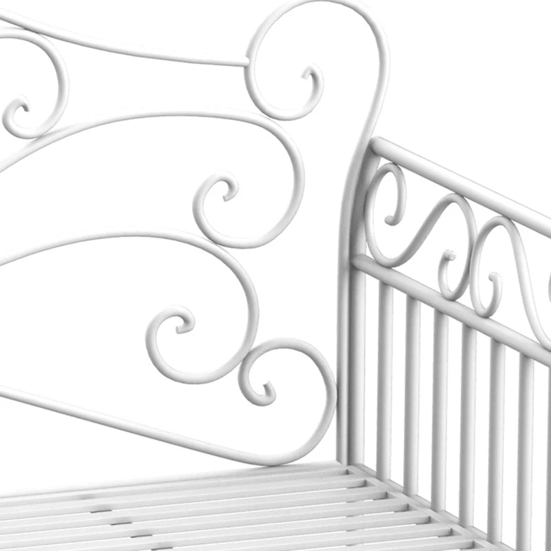 Panchina da Esterno a 2 Posti , Panchina Biposto da Giardino Stile Romantico Ferro 113.5 x 50 x 96cm Bianco 84B-077