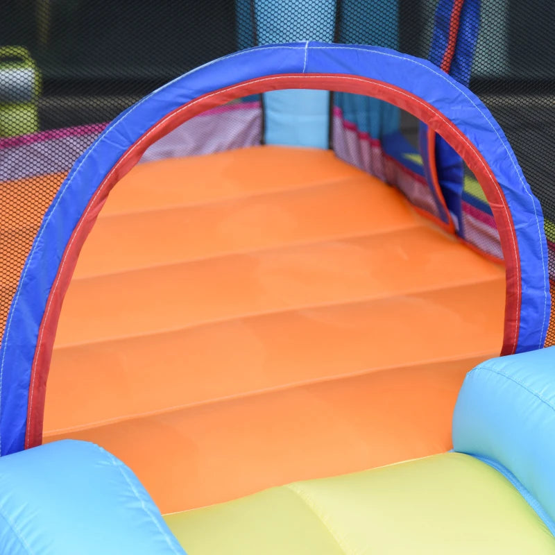 Castello Gonfiabile Gigante e Rimbalzante per Bambini 3-8 Anni con Scivolo, Piscina e Gonfiatore 3.6x1.75x1.8m MN4342-022V90MN4