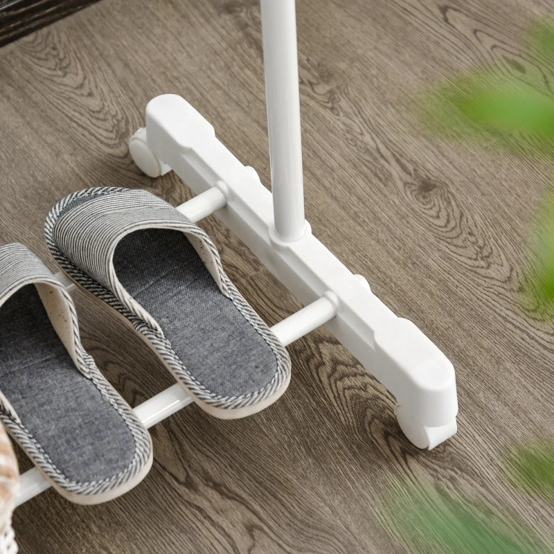 Appendiabiti Stender ad Altezza Regolabile con Fondo Portaoggetti e 4 Ruote, 68.5x42x87-145 cm DS7850-116DS7