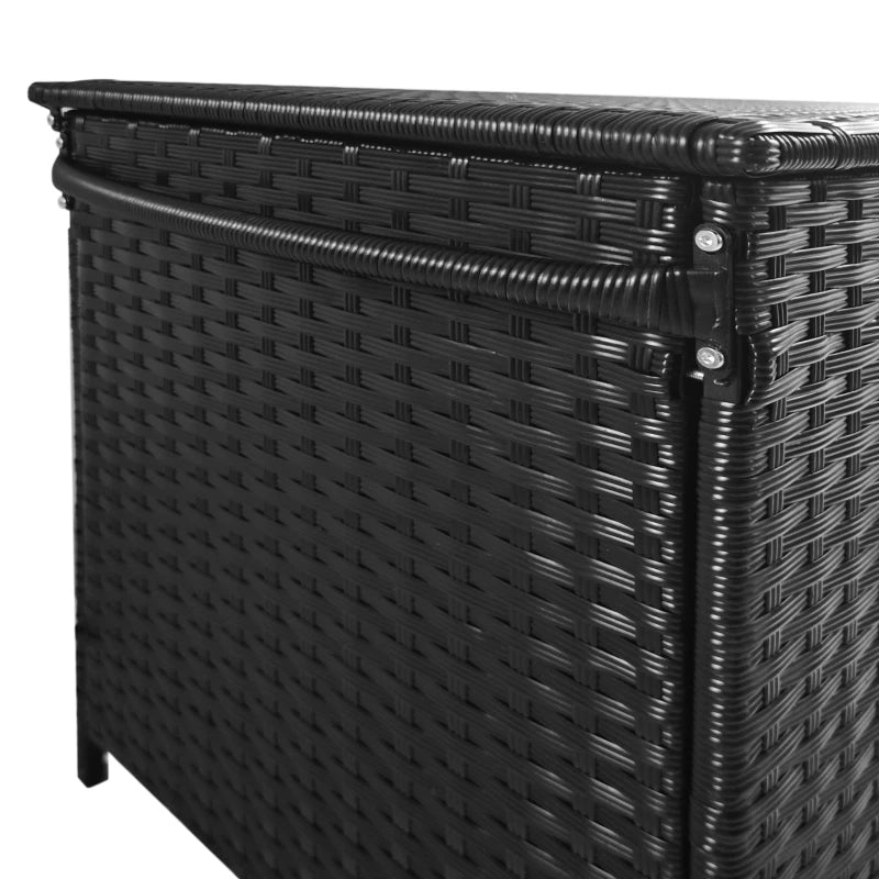 Baule da Giardino in Rattan PE con Ruote e Maniglia Laterale, 121x57x67cm, Nero 865-016V00BK