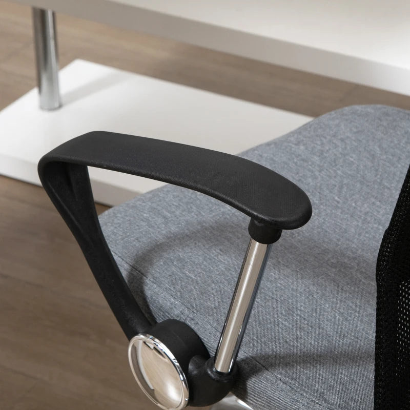 Poltrona da Ufficio in Tessuto Grigio, Sedia Girevole ed Ergonomica per Scrivania, 60 x 66 x 91-101cm RF9921-379GYRF9