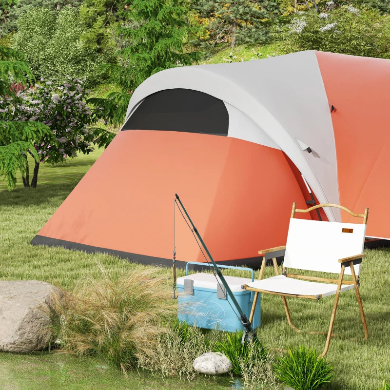 Tenda da Campeggio 5-6 Posti con Portico, Impermeabile 3000mm con Borsa di Trasporto, Arancione WI6A20-396V00OGWI6