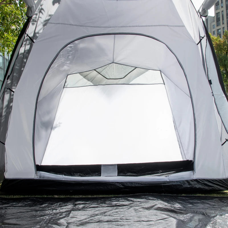Tenda da Campeggio 5 Posti con 2 Camere Impermeabile con Baldacchino, 590x245x193 cm, Grigio WA1A20-287V00CGWA1