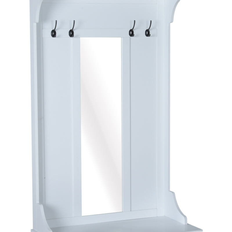 Appendiabiti Attaccapanni da Terra con Specchio Scarpiera 4 Ganci Legno 80x40x170cm Bianco HU7831-226HU7