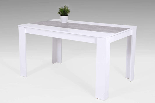 tavolo da pranzo cucina moderno bianco e grigio cemento legno 120/160 6 posti RT62304,12033R